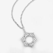 Bids.com 0.14 Carat Genuine White Diamond 14K White Gold Semi Mount Pendant - holds 8.00mm Round Gemstone Pendants White Smoke