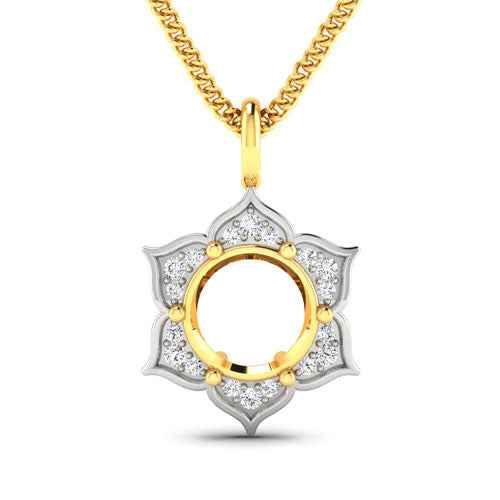 Bids.com 0.14 Carat Genuine White Diamond 14K Yellow Gold Semi Mount Pendant - holds 8.00mm Round Gemstone Pendants White Smoke Default Title