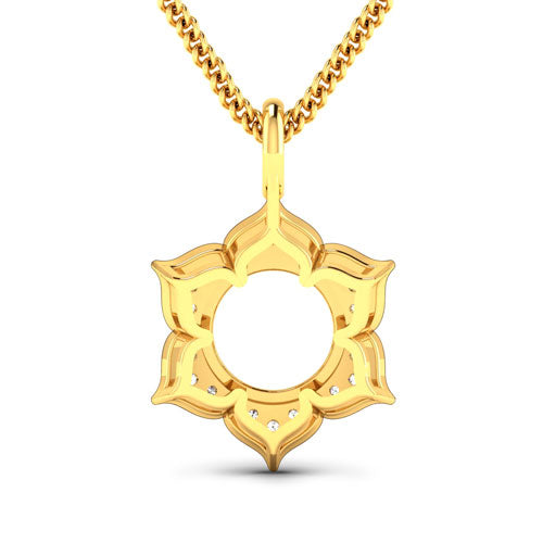 Bids.com 0.14 Carat Genuine White Diamond 14K Yellow Gold Semi Mount Pendant - holds 8.00mm Round Gemstone Pendants White Smoke
