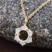 Bids.com 0.14 Carat Genuine White Diamond 14K Yellow Gold Semi Mount Pendant - holds 8.00mm Round Gemstone Pendants Dim Gray