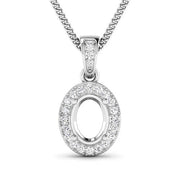 Bids.com 0.18 Carat Genuine White Diamond 14K White Gold Semi Mount Pendant - holds 8x6mm Oval Gemstone Pendants White Smoke Default Title