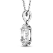 Bids.com 0.18 Carat Genuine White Diamond 14K White Gold Semi Mount Pendant - holds 8x6mm Oval Gemstone Pendants White Smoke