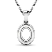 Bids.com 0.18 Carat Genuine White Diamond 14K White Gold Semi Mount Pendant - holds 8x6mm Oval Gemstone Pendants White Smoke