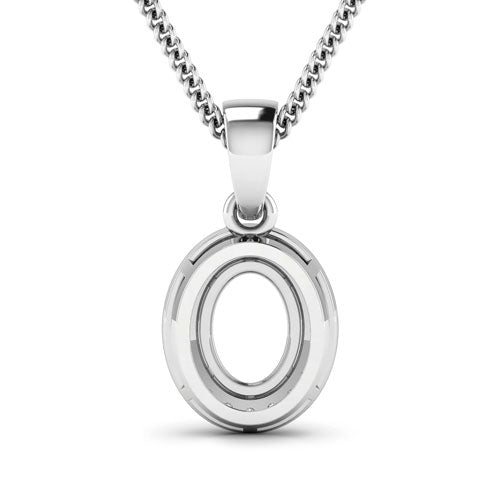 Bids.com 0.18 Carat Genuine White Diamond 14K White Gold Semi Mount Pendant - holds 8x6mm Oval Gemstone Pendants White Smoke