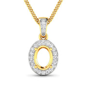 Bids.com 0.18 Carat Genuine White Diamond 14K Yellow Gold Semi Mount Pendant - holds 8x6mm Oval Gemstone Pendants White Smoke Default Title