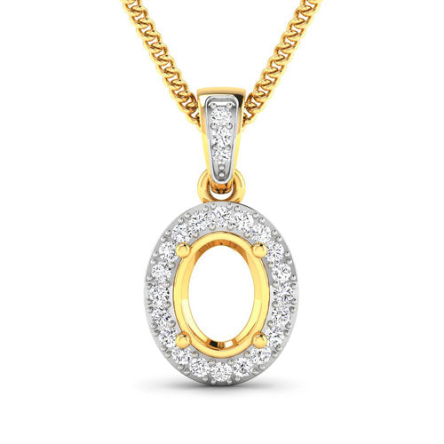 Bids.com 0.18 Carat Genuine White Diamond 14K Yellow Gold Semi Mount Pendant - holds 8x6mm Oval Gemstone Pendants White Smoke Default Title