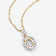Bids.com 0.18 Carat Genuine White Diamond 14K Yellow Gold Semi Mount Pendant - holds 8x6mm Oval Gemstone Pendants White Smoke