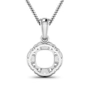 Bids.com 0.09 Carat Genuine White Diamond 14K White Gold Semi Mount Pendant - holds 8x8mm Cushion Gemstone Pendants White Smoke