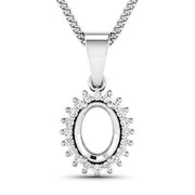 Bids.com 0.13 Carat Genuine White Diamond 14K White Gold Semi Mount Pendant - holds 8x6mm Oval Gemstone Pendants White Smoke Default Title