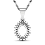 Bids.com 0.13 Carat Genuine White Diamond 14K White Gold Semi Mount Pendant - holds 8x6mm Oval Gemstone Pendants White Smoke