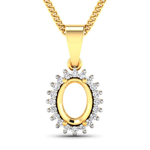 Bids.com 0.13 Carat Genuine White Diamond 14K Yellow Gold Semi Mount Pendant - holds 8x6mm Oval Gemstone Pendants White Smoke Default Title
