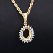 Bids.com 0.13 Carat Genuine White Diamond 14K Yellow Gold Semi Mount Pendant - holds 8x6mm Oval Gemstone Pendants Black