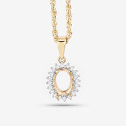 Bids.com 0.13 Carat Genuine White Diamond 14K Yellow Gold Semi Mount Pendant - holds 8x6mm Oval Gemstone Pendants White Smoke