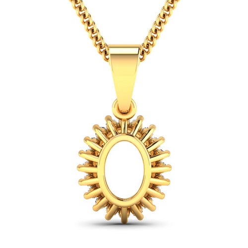 Bids.com 0.13 Carat Genuine White Diamond 14K Yellow Gold Semi Mount Pendant - holds 8x6mm Oval Gemstone Pendants White Smoke