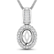 Bids.com 0.22 Carat Genuine White Diamond 14K White Gold Semi Mount Pendant - holds 9x7mm Oval Gemstone Pendants White Smoke Default Title