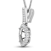 Bids.com 0.22 Carat Genuine White Diamond 14K White Gold Semi Mount Pendant - holds 9x7mm Oval Gemstone Pendants White Smoke