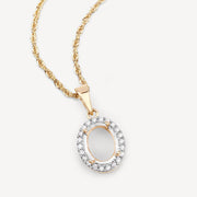 Bids.com 0.22 Carat Genuine White Diamond 14K Yellow Gold Semi Mount Pendant - holds 9x7mm Oval Gemstone Pendants White Smoke