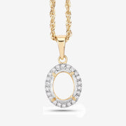 Bids.com 0.22 Carat Genuine White Diamond 14K Yellow Gold Semi Mount Pendant - holds 9x7mm Oval Gemstone Pendants White Smoke