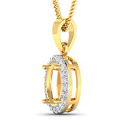 Bids.com 0.22 Carat Genuine White Diamond 14K Yellow Gold Semi Mount Pendant - holds 9x7mm Oval Gemstone Pendants White Smoke