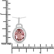 Bids.com 3.90 Carat Genuine Pink Tourmaline and White Diamond 14K White Gold Pendant Pendants White Smoke