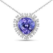 Bids.com 3.25 Carat Genuine Tanzanite and White Diamond 14K White Gold Pendant Pendants White Smoke Default Title