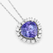 Bids.com 3.25 Carat Genuine Tanzanite and White Diamond 14K White Gold Pendant Pendants White Smoke