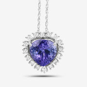 Bids.com 3.25 Carat Genuine Tanzanite and White Diamond 14K White Gold Pendant Pendants White Smoke