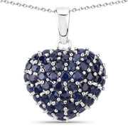 Bids.com 7.26 Carat Genuine Blue Sapphire .925 Sterling Silver Pendant Pendants White Smoke Default Title