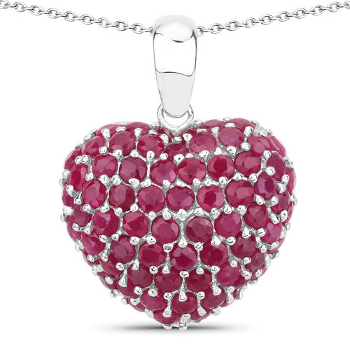 Bids.com 8.58 Carat Genuine Ruby .925 Sterling Silver Pendant Pendants White Smoke Default Title