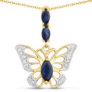 Bids.com 0.92 Carat Genuine Blue Sapphire and White Zircon .925 Sterling Silver Pendant Pendants White Smoke Default Title