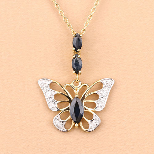 Bids.com 0.92 Carat Genuine Blue Sapphire and White Zircon .925 Sterling Silver Pendant Pendants Navajo White