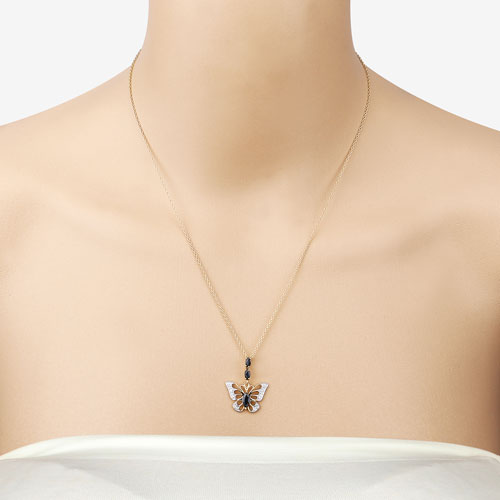 Bids.com 0.92 Carat Genuine Blue Sapphire and White Zircon .925 Sterling Silver Pendant Pendants Wheat