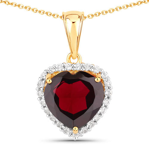 Bids.com 5.76 Carat Genuine Garnet and White Topaz .925 Sterling Silver Pendant Pendants White Smoke size 18.00,size 20.00
