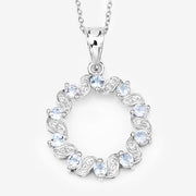 Bids.com 1.10 Carat Genuine Aquamarine and White Topaz .925 Sterling Silver Pendant Pendants White Smoke