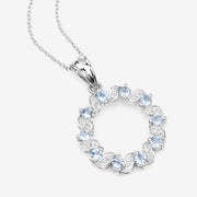 Bids.com 1.10 Carat Genuine Aquamarine and White Topaz .925 Sterling Silver Pendant Pendants White Smoke