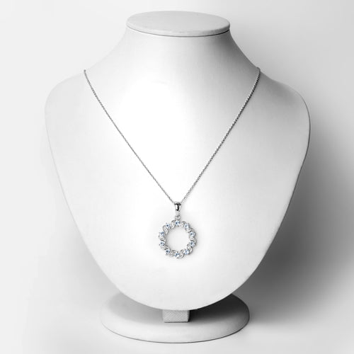 Bids.com 1.10 Carat Genuine Aquamarine and White Topaz .925 Sterling Silver Pendant Pendants White Smoke