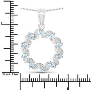 Bids.com 1.10 Carat Genuine Aquamarine and White Topaz .925 Sterling Silver Pendant Pendants White Smoke