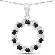 Bids.com 1.30 Carat Genuine Blue Sapphire and White Topaz .925 Sterling Silver Pendant Pendants White Smoke Default Title