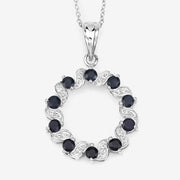 Bids.com 1.30 Carat Genuine Blue Sapphire and White Topaz .925 Sterling Silver Pendant Pendants White Smoke