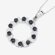 Bids.com 1.30 Carat Genuine Blue Sapphire and White Topaz .925 Sterling Silver Pendant Pendants White Smoke