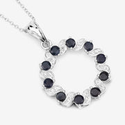 Bids.com 1.30 Carat Genuine Blue Sapphire and White Topaz .925 Sterling Silver Pendant Pendants White Smoke