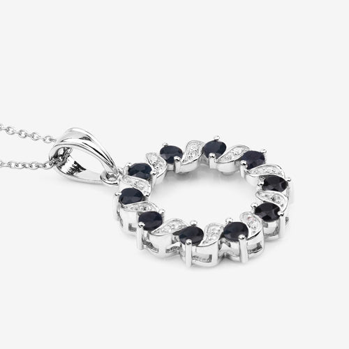 Bids.com 1.30 Carat Genuine Blue Sapphire and White Topaz .925 Sterling Silver Pendant Pendants White Smoke