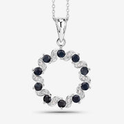 Bids.com 1.30 Carat Genuine Blue Sapphire and White Topaz .925 Sterling Silver Pendant Pendants White Smoke