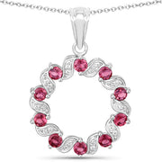 Bids.com 1.30 Carat Genuine Pink Tourmaline and White Topaz .925 Sterling Silver Pendant Pendants White Smoke Default Title