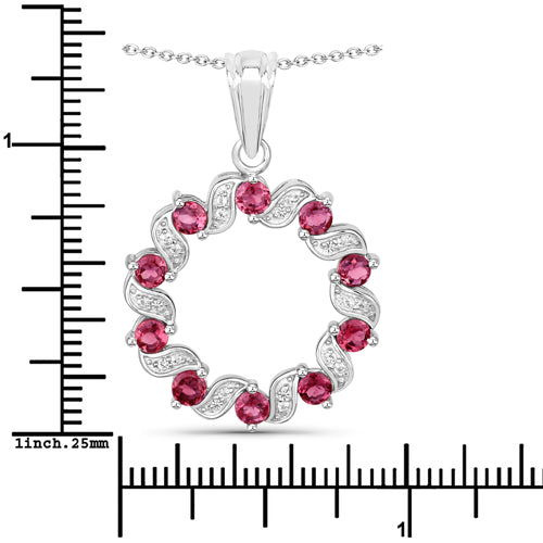 Bids.com 1.30 Carat Genuine Pink Tourmaline and White Topaz .925 Sterling Silver Pendant Pendants White Smoke
