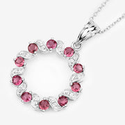 Bids.com 1.30 Carat Genuine Pink Tourmaline and White Topaz .925 Sterling Silver Pendant Pendants White Smoke