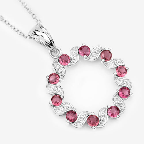 Bids.com 1.30 Carat Genuine Pink Tourmaline and White Topaz .925 Sterling Silver Pendant Pendants White Smoke