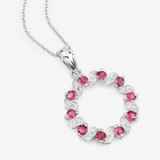 Bids.com 1.30 Carat Genuine Pink Tourmaline and White Topaz .925 Sterling Silver Pendant Pendants White Smoke