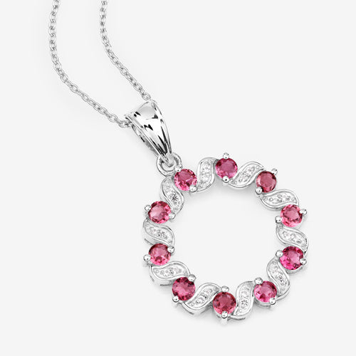 Bids.com 1.30 Carat Genuine Pink Tourmaline and White Topaz .925 Sterling Silver Pendant Pendants White Smoke
