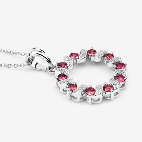 Bids.com 1.30 Carat Genuine Pink Tourmaline and White Topaz .925 Sterling Silver Pendant Pendants White Smoke